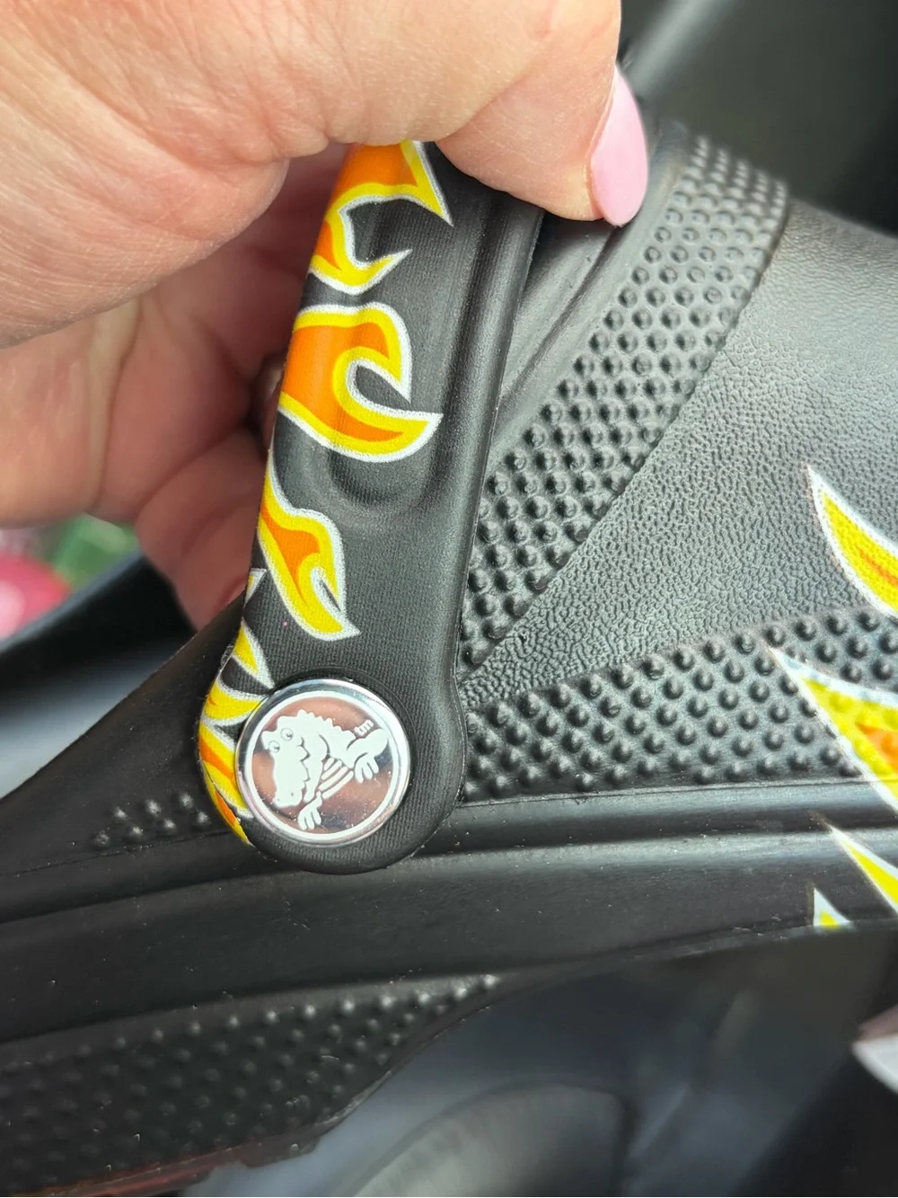 CROCS Classic Clog with Flame Graphic - Black & Orange